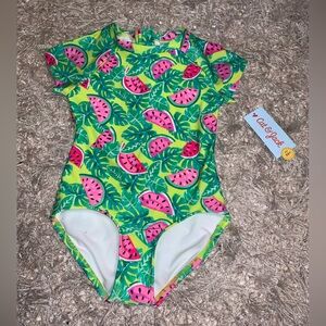 Cat & Jack Tropical Watermelon One Piece - Green and Pink UPF 50+ - size XS(4/5)